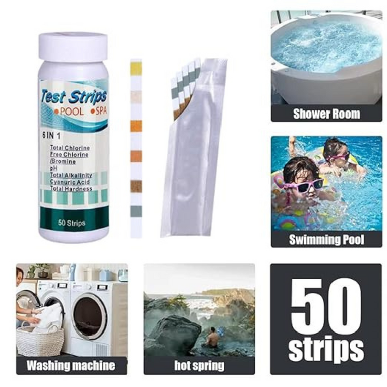 6-in-1 Pool & Spa Test Strips | Comprehensive Water Testing Kit