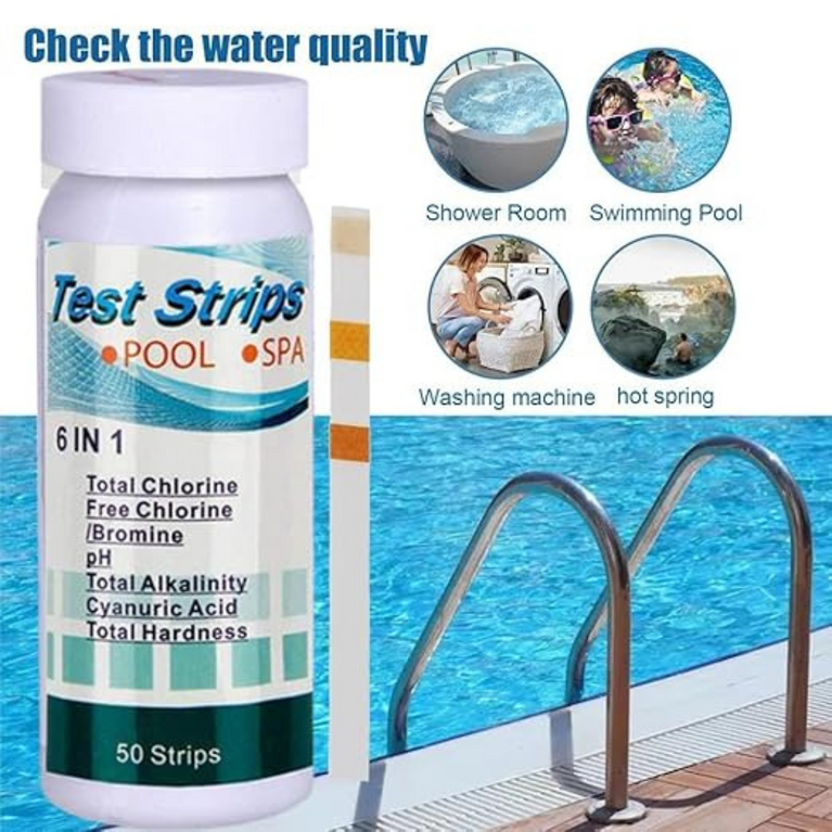 6-in-1 Pool & Spa Test Strips | Comprehensive Water Testing Kit