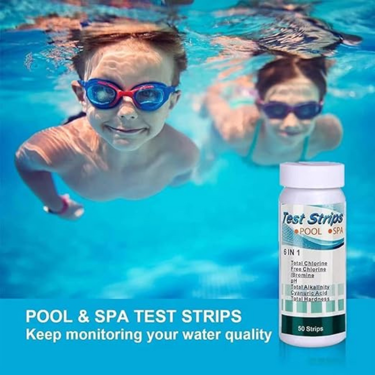 6-in-1 Pool & Spa Test Strips | Comprehensive Water Testing Kit