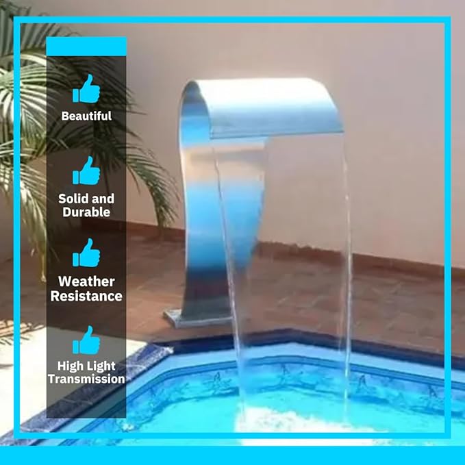 High Tech Stainless Steel Pool Fountain Cascade Waterfall - 3.63 feet