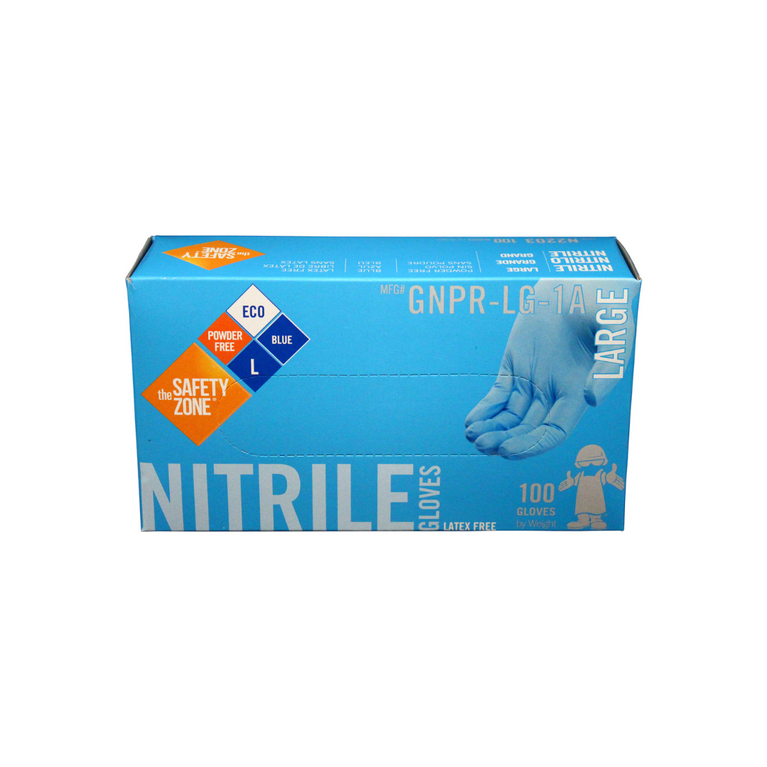 The Safety Zone Nitrile Gloves – Latex-Free, Powder-Free, Large – 100 Count