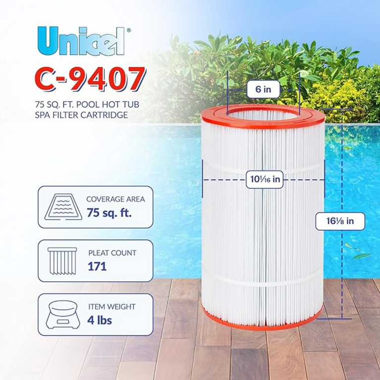 Unicel Replacement Pool Filter C-9407 – 75 Square Feet of Precision Filtration