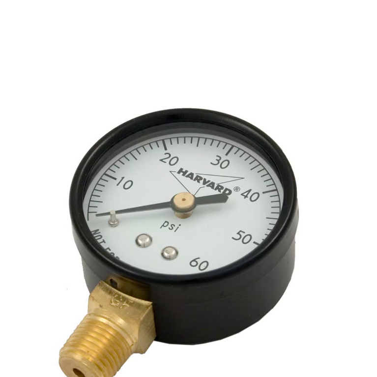 Harvard Pressure Gauge, 1/4" MPT, 0-60 PSI, Durable Brass Fitting