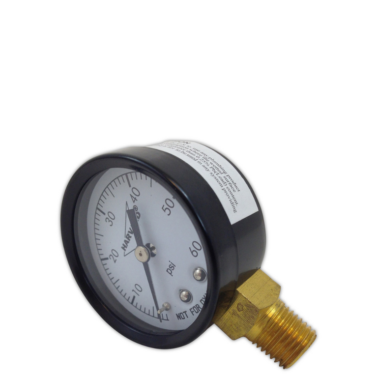 Harvard Pressure Gauge, 1/4" MPT, 0-60 PSI, Durable Brass Fitting