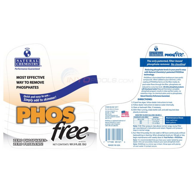 PHOSfree Phosphate Remover Natural Chemistry - 3L