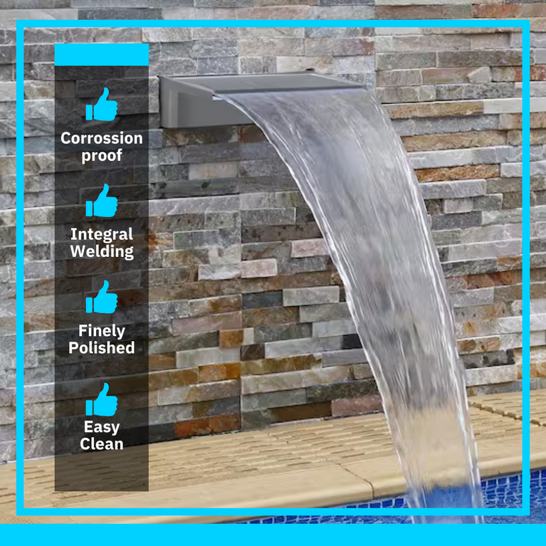 Luxurious 31.5-Inch Pool Cascade Waterfall Fountain - Sleek Design & Tranquil Sound