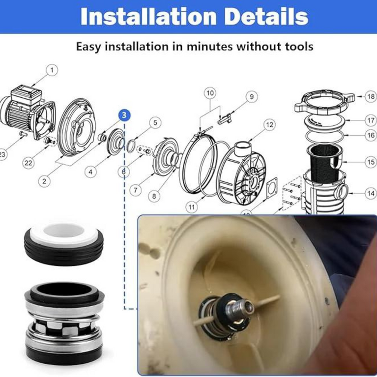 Zodiac Shaft Seal Ceramic and Carbon Mechanical R0479400 – Ensure Leak-Free Performance for Your Pool Pump